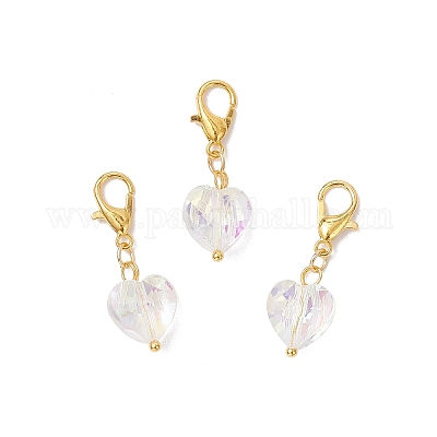 Стеклянные подвесные украшения в форме сердца HJEW-JM03770-02-1