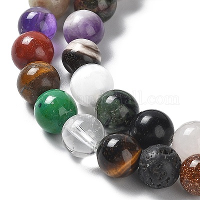 Нити бусин из натуральных и синтетических драгоценных камней и галсса GSR8mmC170-1