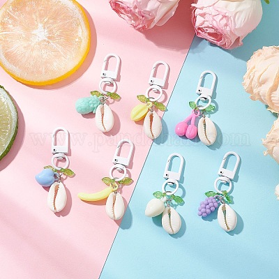 Подвесные украшения из акриловых фруктов и ракушек HJEW-JM03300-1