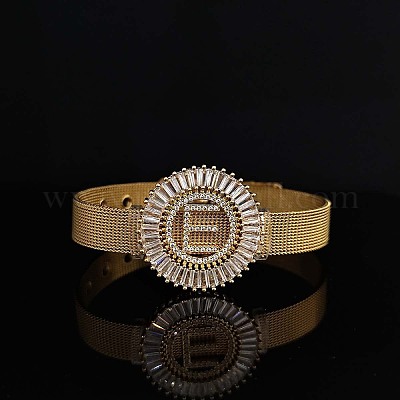 Латунные браслеты с микропаве из прозрачных кубических цирконий для женщин FS-WGA7409-05-1