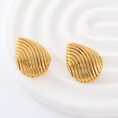 3 пара текстурированных серег-гвоздиков из нержавеющей стали в форме капли GW2125-1