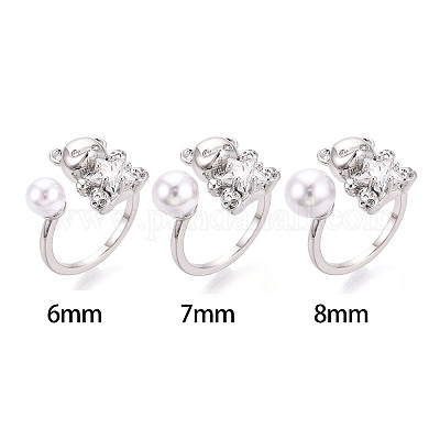 Оправы для колец-манжет из латуни с микропаве из прозрачного кубического циркония KK-T076-32P-1