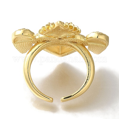 Покрытие стойки латунные прозрачные кольца с фианитом открытые манжеты RJEW-S411-01G-01-1