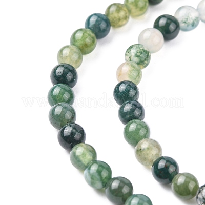 Природные моховой агат бисер нитей X-GSR4mmC001-1