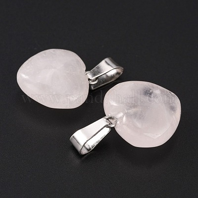 Сердце природного розового кварца подвески G-Q371-07-1