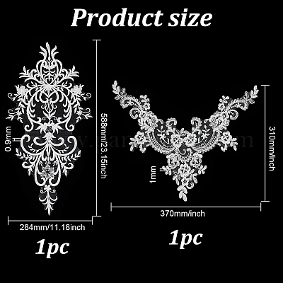 2 шт. отделка воротника из полиэстера с компьютерной вышивкой в 2 стилях AJEW-BC0007-06-1