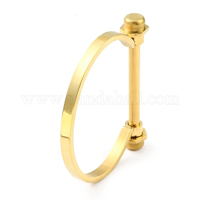 Браслет из нержавеющей стали 304 с D-образной планкой и винтами BJEW-G636-05A-G-1