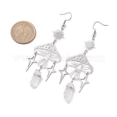 Серьга-подвеска в форме гриба из нержавеющей стали 201 EJEW-JE05759-1