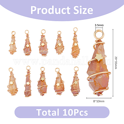10 шт. гальванизированные необработанные натуральные кварцевые кристаллы медные подвески в обертке из проволоки FIND-FH0009-12B-1