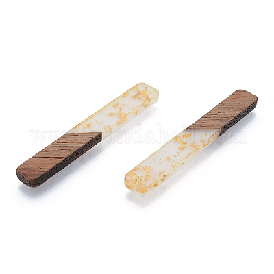 Большие подвески из непрозрачной смолы и орехового дерева RESI-N025-034-E02-1