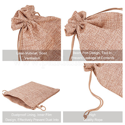 Упаковочные пакеты из мешковины (полиэстера) сумки на шнурке&nbsp;ABAG-BC0001-07B-18x13-1