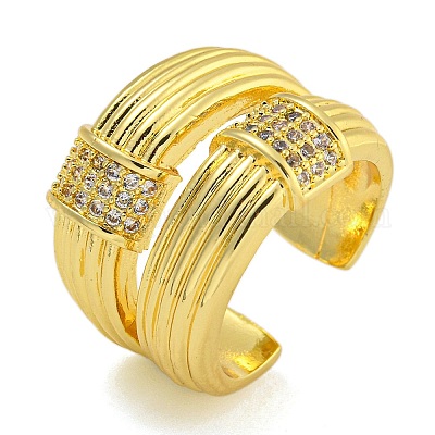 Кольца-манжеты из латуни с микропаве из кубического циркония для женщин RJEW-I107-10G-1