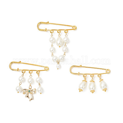 3 шт. 3 стиля железные стеклянные жемчужные бусины килт булавки брошь JEWB-BR00188-1