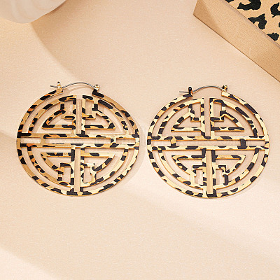 Серьги-кольца из сплава с леопардовым принтом FS-WG28523-01-1