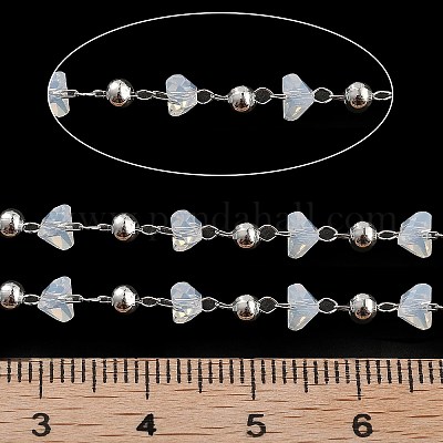 Цепочки из латунных и стеклянных бусин ручной работы CHC-L051-03P-01-1