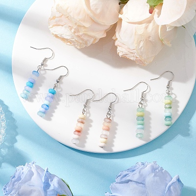 3 пара стеклянных сережек-подвесок EJEW-JE06643-1