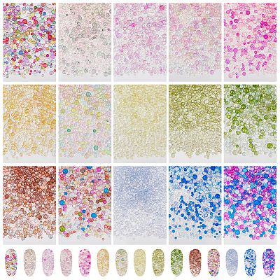 150 г 15 стиля ab цветные 3d стеклянные шарики для нейл-арта мини-бусины&nbsp;MRMJ-OC0003-95-1