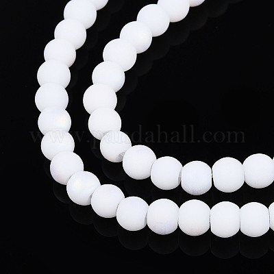 Нити из матовых непрозрачных стеклянных бусин GLAA-T032-P4mm-MBB02-1