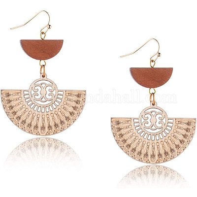 Gros pendentifs en bois non teint&nbsp;WOOD-PH0008-37-1