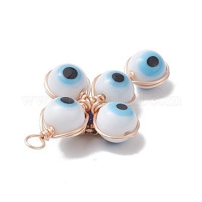 Подвески лэмпворк ручной работы от сглаза из латуни PALLOY-TA00036-03-1