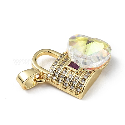 Настоящие 18-каратные позолоченные подвески из латуни с микропаве из прозрачного кубического циркония KK-C015-17G-08-1