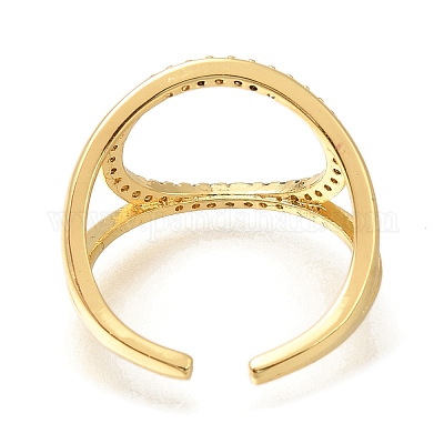 Открытые манжеты из латуни с микро-паве и кубическим цирконием для женщин RJEW-M022-14G-1