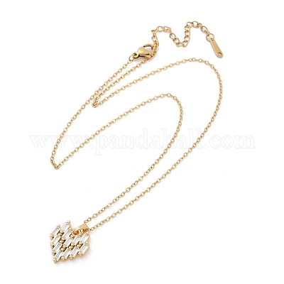 Сердечко латунный микропаве кубический цирконий кулон ожерелья NJEW-C076-25G-1
