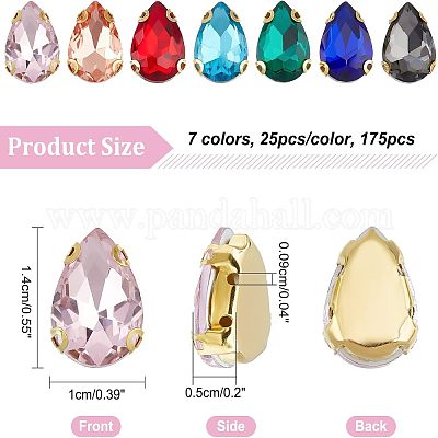 175шт 7 цвета пришить горный хрусталь RGLA-FH0001-01-1