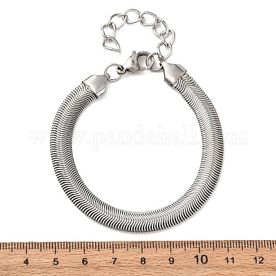 Браслеты из нержавеющей стали 304 с цепочками-елочками для женщин BJEW-P361-01P-1