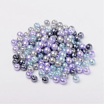 Серебристо-серый микс Pearlized стекла жемчужные бусины HY-X006-6mm-13-1
