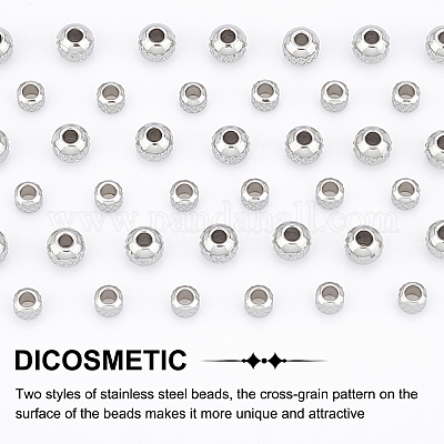 Wholesale DICOSMETIC 200pcs Metal Spacer Beads 4mm Facted Beads Spacer  Seamless Loose Beads Stainless Steel Rondelle Beads Metallic Silver  European Beads Bulk for Jewelry Making 