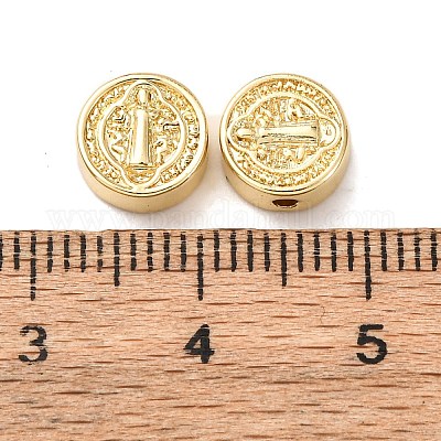 Плоские круглые латунные бусины KK-K408-64G-01-1