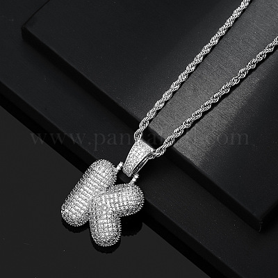 Латунные микропаве прозрачные кубические цирконии массивные инициальные подвески ожерелья WG24EA8-11-1