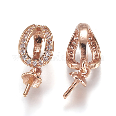 Латунный микро-паве кубический кубик циркония жемчужина KK-P170-07RG-1