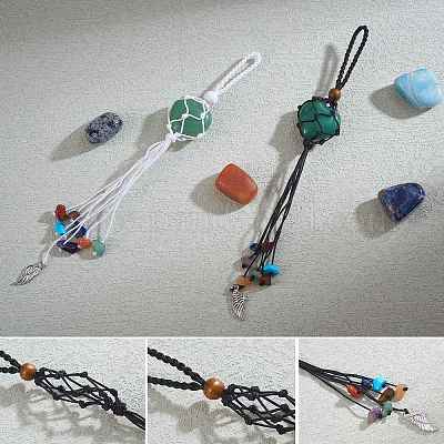 12шт крыло плетеный нейлоновый шнур макраме мешочек кулон украшения AJEW-SW00009-04-1