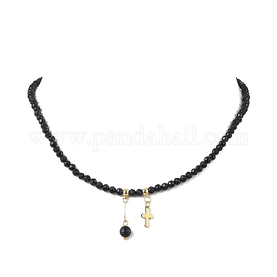 Ожерелья из граненых круглых бусин из синтетического синего золота NJEW-JN05661-1