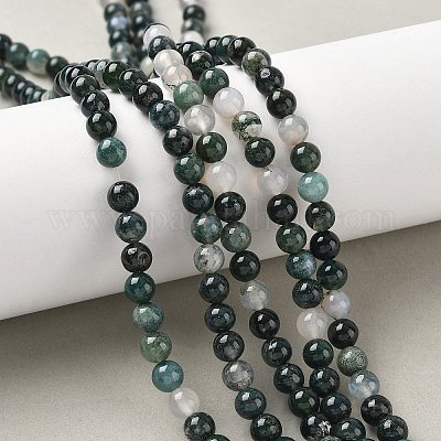 Природные моховой агат бисер нитей&nbsp;G-L470-31-6mm-1