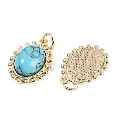 Овальные подвески из синтетической бирюзы KK-U043-46G-A-1