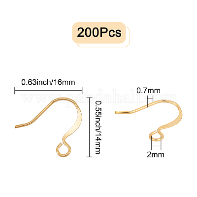 200 PCS/100 Pairs 925 Gold Hypo-allergenic Earring Hooks Fish Hook Ear  Wires French Wire Hooks Jewelry Findings Earring Parts DIY Making with 200  PCS