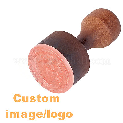 CRASPIRE Custom Rubber Stamps Personalized Wood Rubber Stamps Customized  Logo/Name/Text/Address Vintage Round Decorative Wooden Handle Stamp for