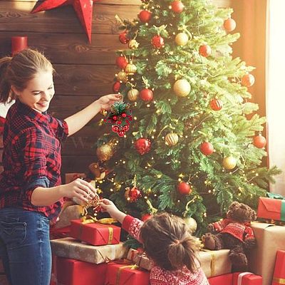 クリスマスベルペンダントデコレーション2個、2スタイル ジュート