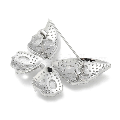 Бабочка латунные фианиты броши JEWB-Q013-01P-1