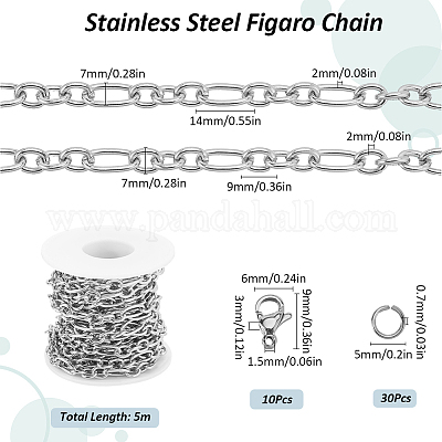 Цепи Figaro из нержавеющей стали 304 FIND-SC0012-50C-P-1