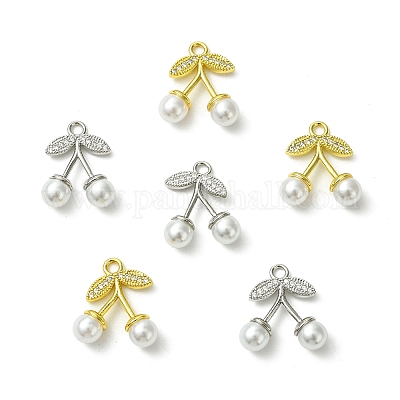 6шт 2 цвета латунные микропаве прозрачные кубические циркониевые подвески KK-CJ0003-19-1