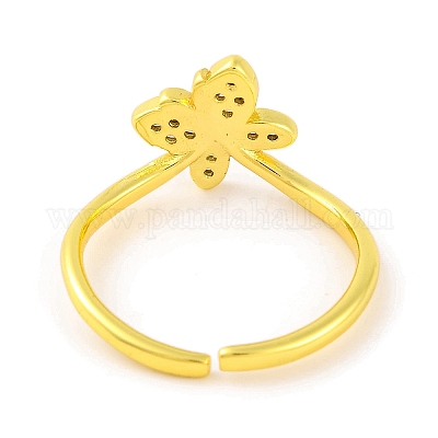 Открытые манжеты из латуни с бабочкой и микро-паве с прозрачным фианитом для женщин RJEW-U003-07G-1