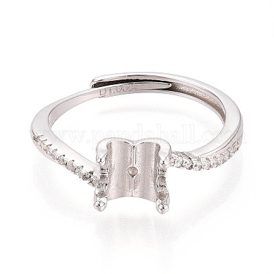 Позолоченное родием 925 стерлинговое серебро с микропаве из кубических цирконий помолвочное кольцо-солитер STER-N016-75P-1