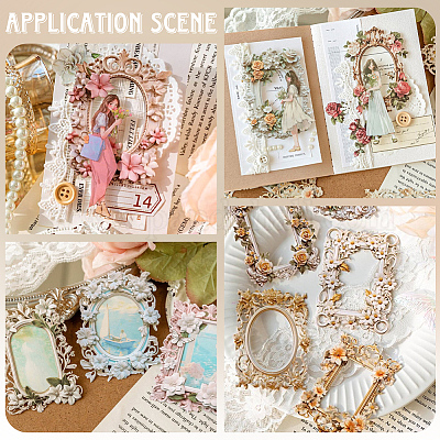 6 комплект 6-х цветных бумажных самоклеящихся кружевных наклеек DIY-SP0004-94-1