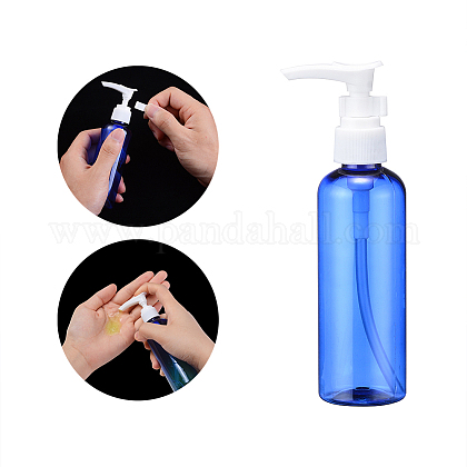 液体石鹸のための100mlの詰め替え可能なペットプラスチック空のポンプボトル  ブルー  4x15cm  容量：100ml（3.38液量オンス）。 TOOL-Q024-01B-02-1