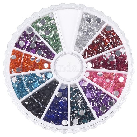 Environ 1400 pcs mixte couleur 3mm facettes acrylique strass perles plat paillettes décorations 3d diamants gemmes pour téléphone portable nail art GACR-PH0001-01-B-1