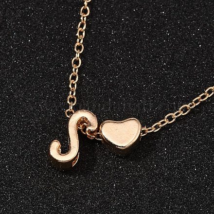 Ожерелья из сплава с подвеской в виде сердца и буквы для женщин NJEW-FS0001-09S-1